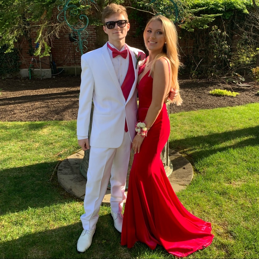 Hot Pink Velvet Prom Dress